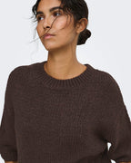JDY Strikket Topp Dicte S/S Pull O-neck - Chocolate Torte