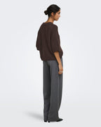JDY Strikket Topp Dicte S/S Pull O-neck - Chocolate Torte
