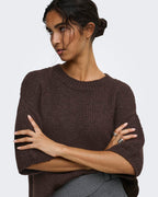 JDY Strikket Topp Dicte S/S Pull O-neck - Chocolate Torte