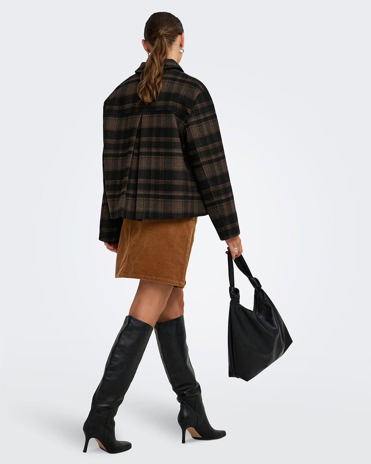 JDY Jakke Astrid Check Short - Chocolate Brown/ Black/ Toffee