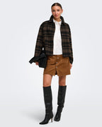 JDY Jakke Astrid Check Short - Chocolate Brown/ Black/ Toffee