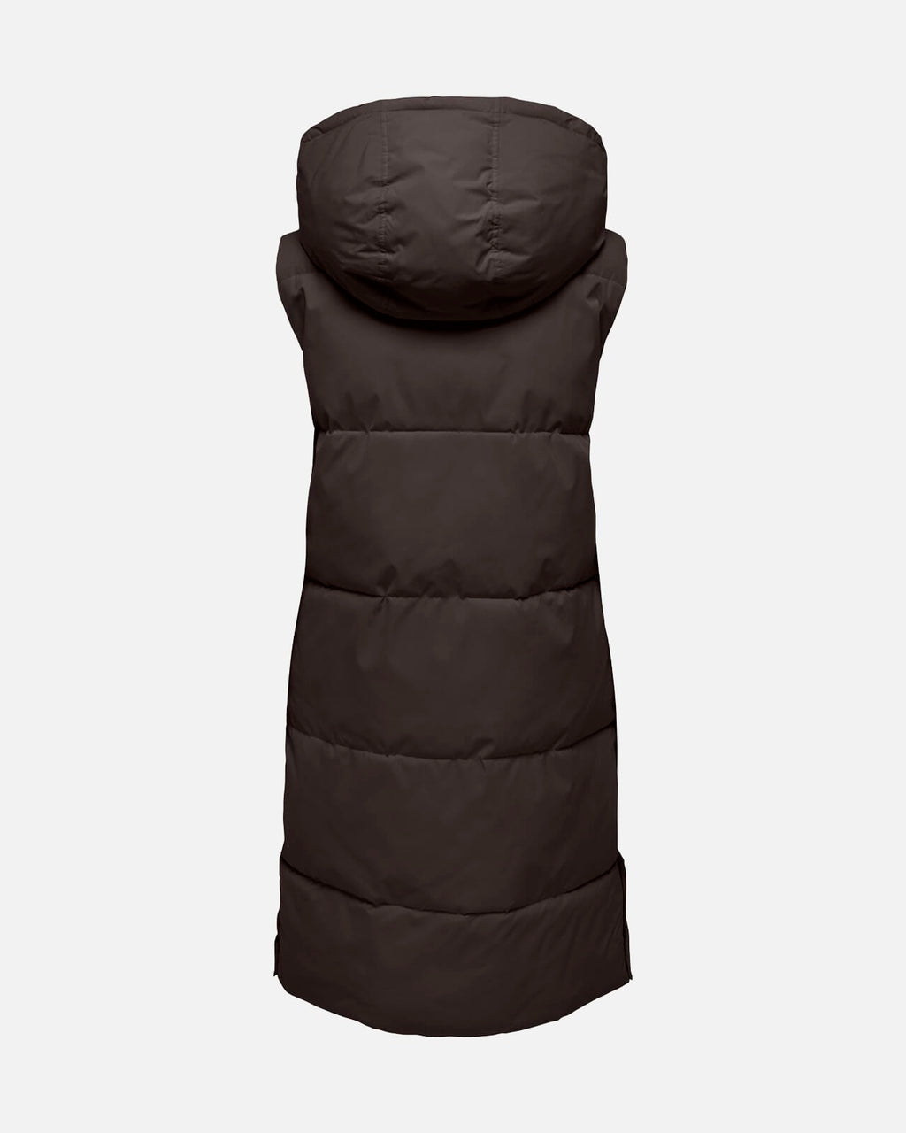 JDY Boblevest Blair Long Hood Waistcoat - Chocolate Torte/ Contrast Black