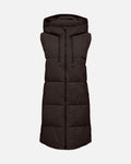 JDY Boblevest Blair Long Hood Waistcoat - Chocolate Torte/ Contrast Black