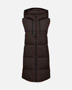 JDY Boblevest Blair Long Hood Waistcoat - Chocolate Torte/ Contrast Black