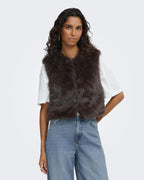 JDY Vest Ora Faux Fur Waistcoat - Chocolate Torte