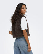 JDY Vest Ora Faux Fur Waistcoat - Chocolate Torte