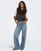 JDY Vest Ora Faux Fur Waistcoat - Chocolate Torte