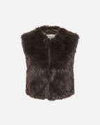 JDY Vest Ora Faux Fur Waistcoat - Chocolate Torte