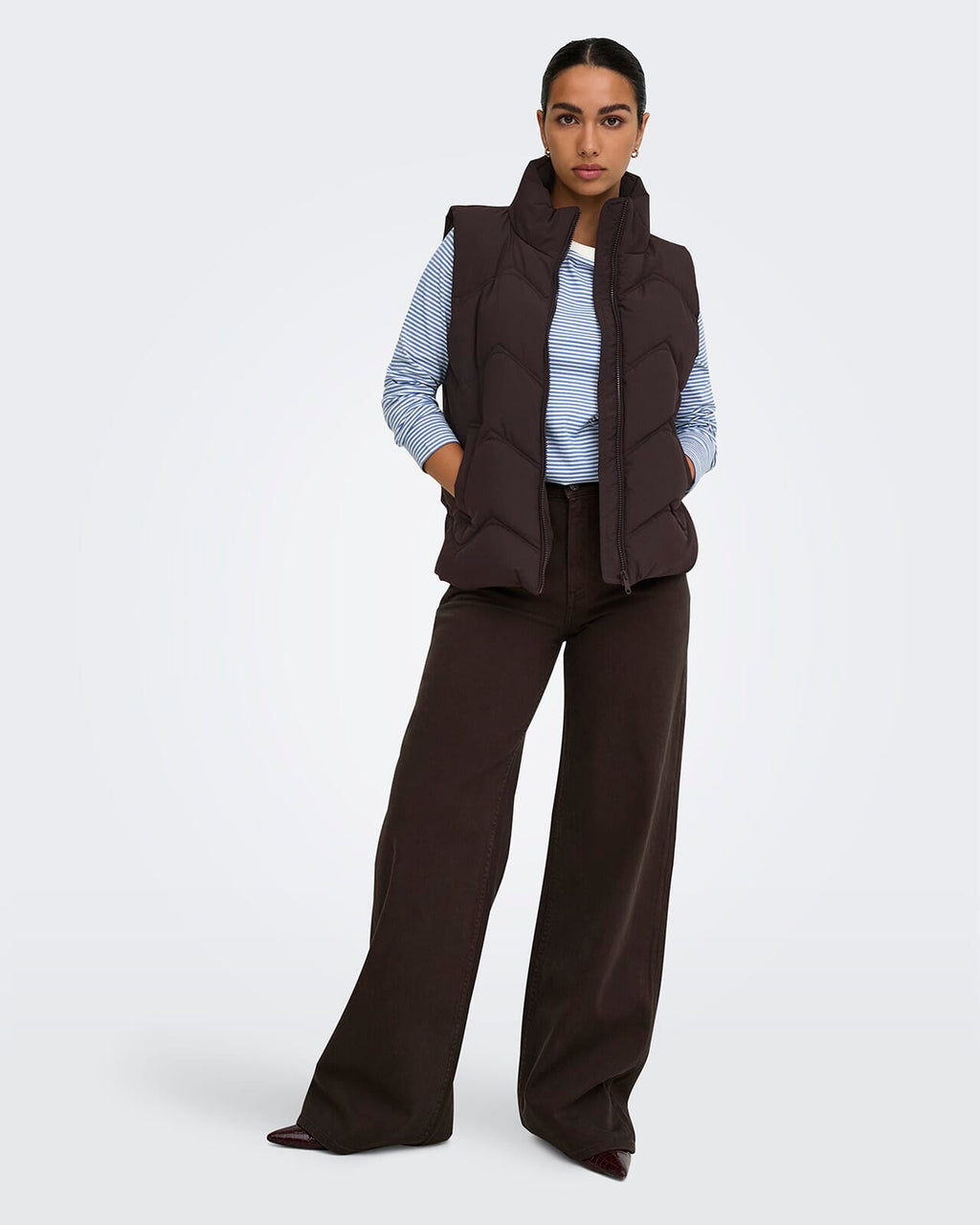 JDY Boblevest Power Short Waist - Chocolate Torte