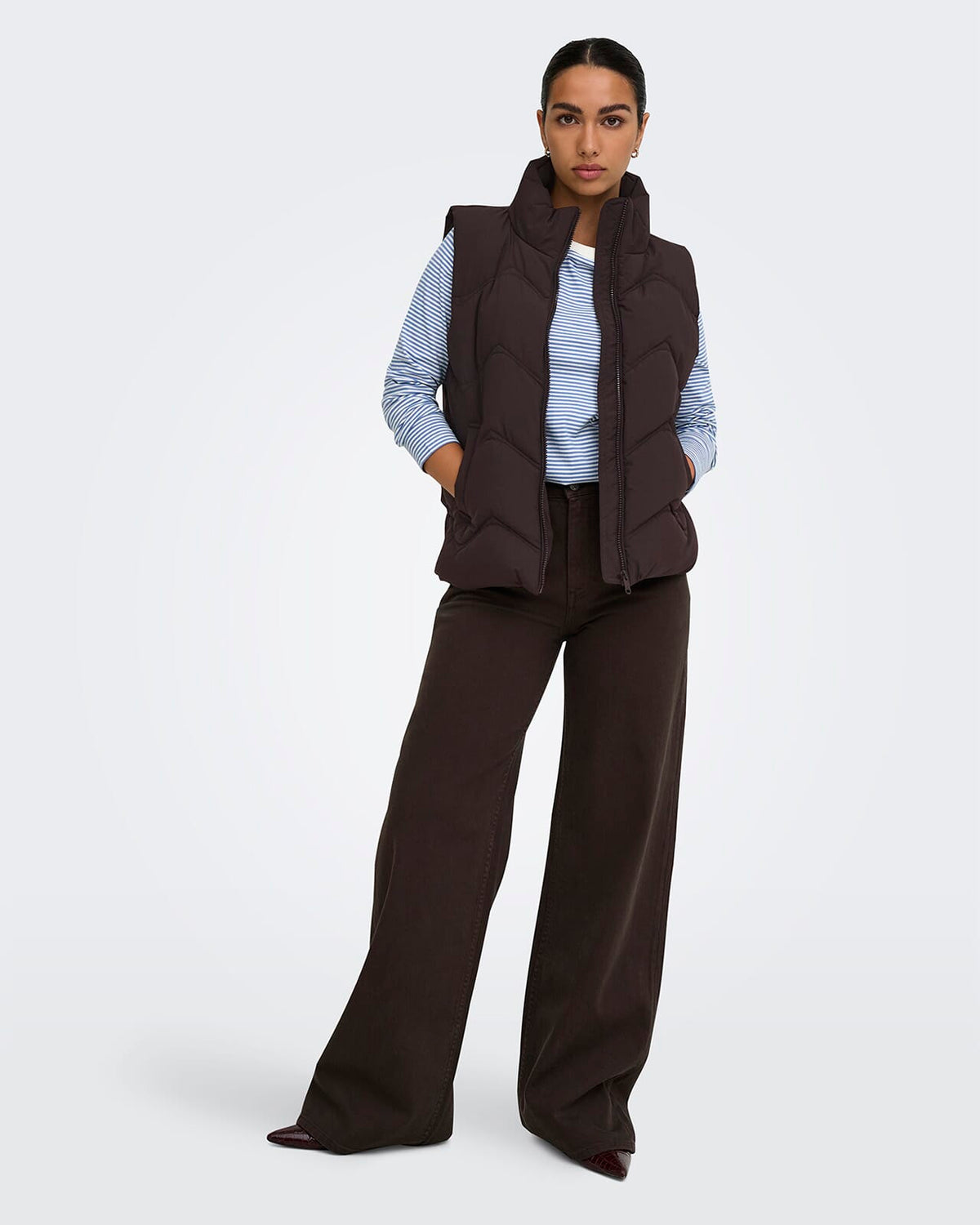 JDY Boblevest Power Short Waist - Chocolate Torte