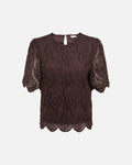 JDY Topp Gilda S/S Lace - Coffee Bean