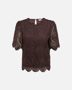 JDY Topp Gilda S/S Lace - Coffee Bean