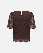 JDY Topp Gilda S/S Lace - Coffee Bean