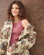 JDY Jakke Flola L/S Jacquard - Crème Brûlée/ Flower Jacquard