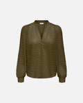 JDY Topp Avery L/S Lace V-neck - Dark Olive