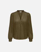 JDY Topp Avery L/S Lace V-neck - Dark Olive