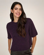 JDY Strikket Topp Dicte S/S Pull O-neck - Plum Perfect