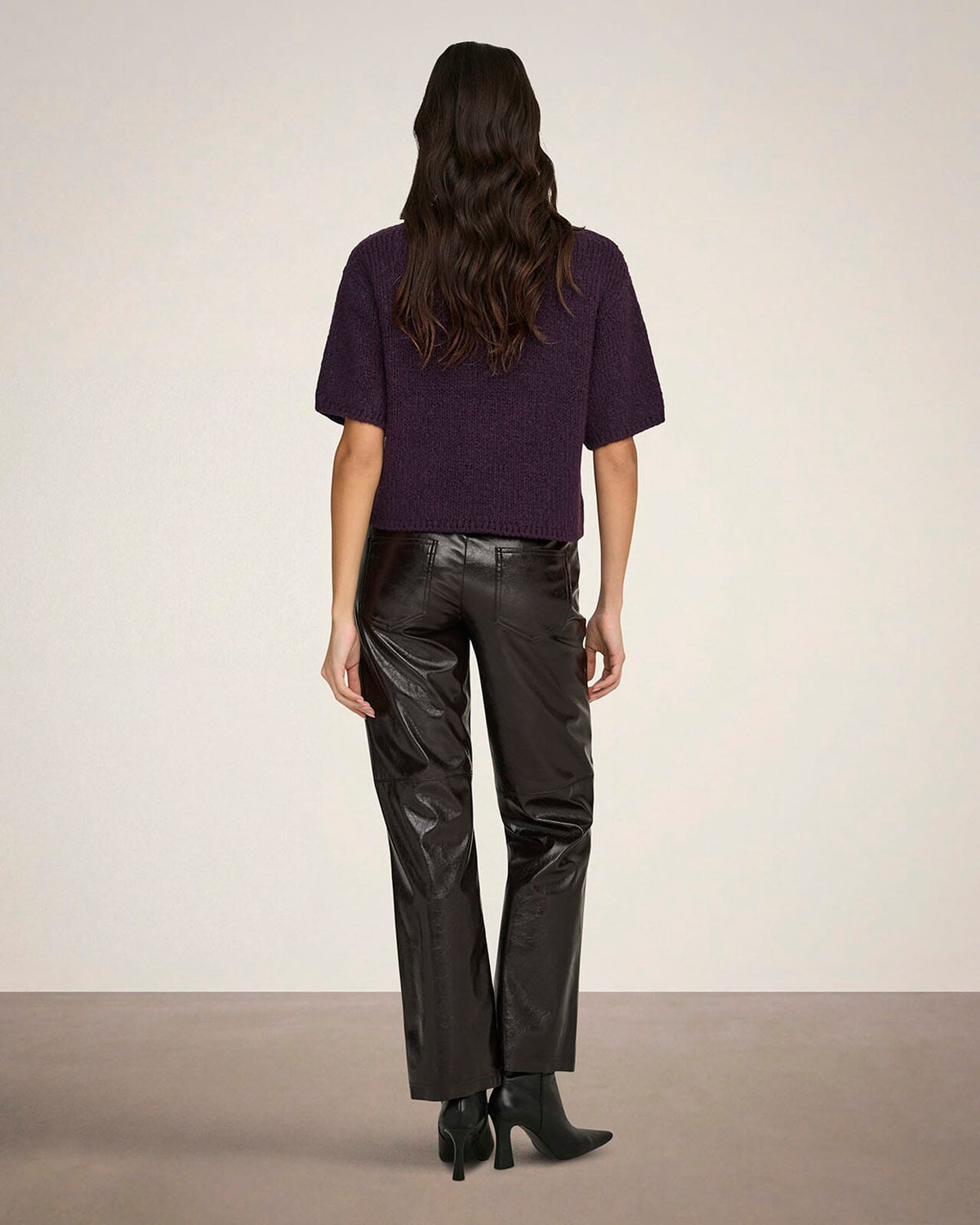 JDY Strikket Topp Dicte S/S Pull O-neck - Plum Perfect