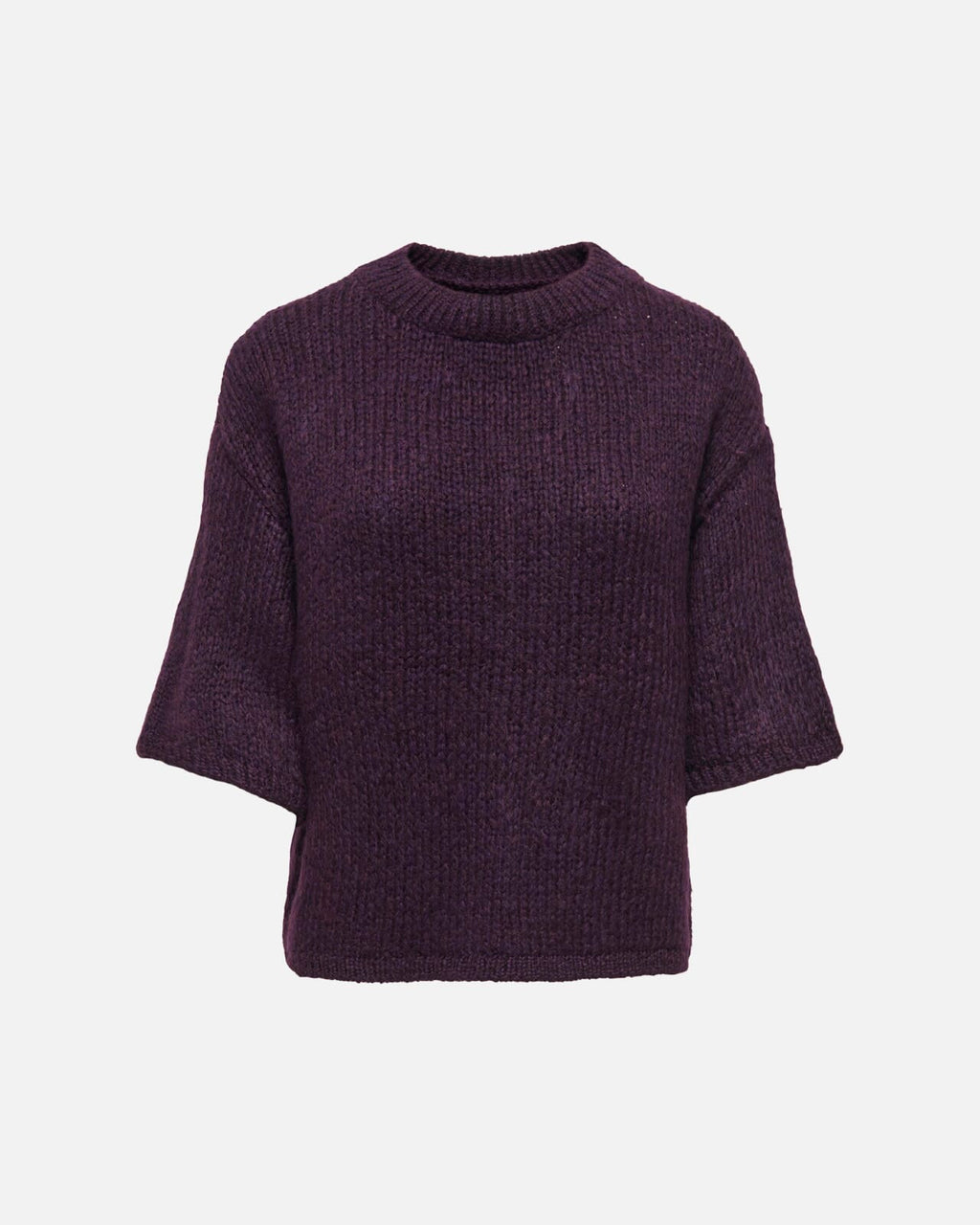 JDY Strikket Topp Dicte S/S Pull O-neck - Plum Perfect