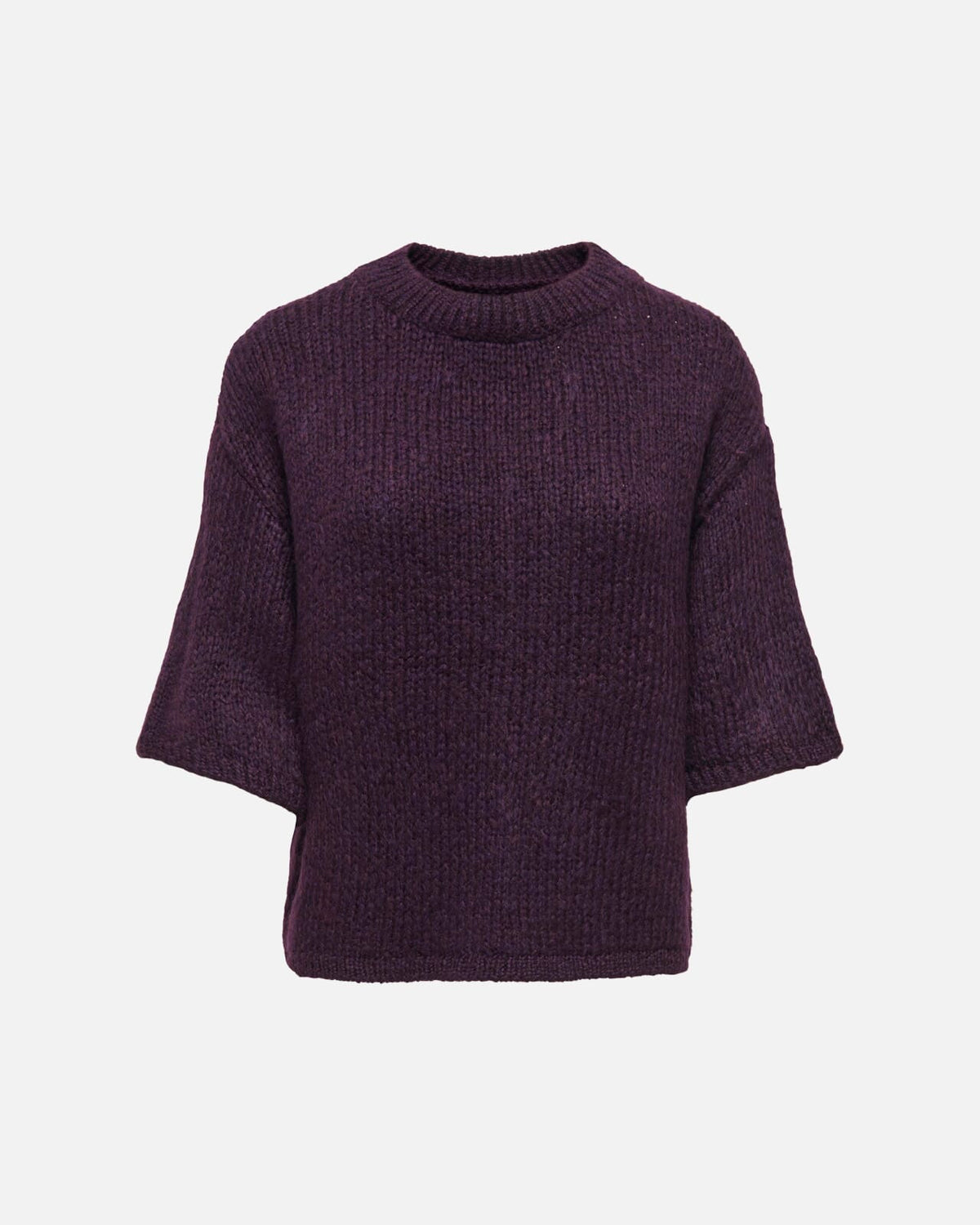 JDY Strikket Topp Dicte S/S Pull O-neck - Plum Perfect