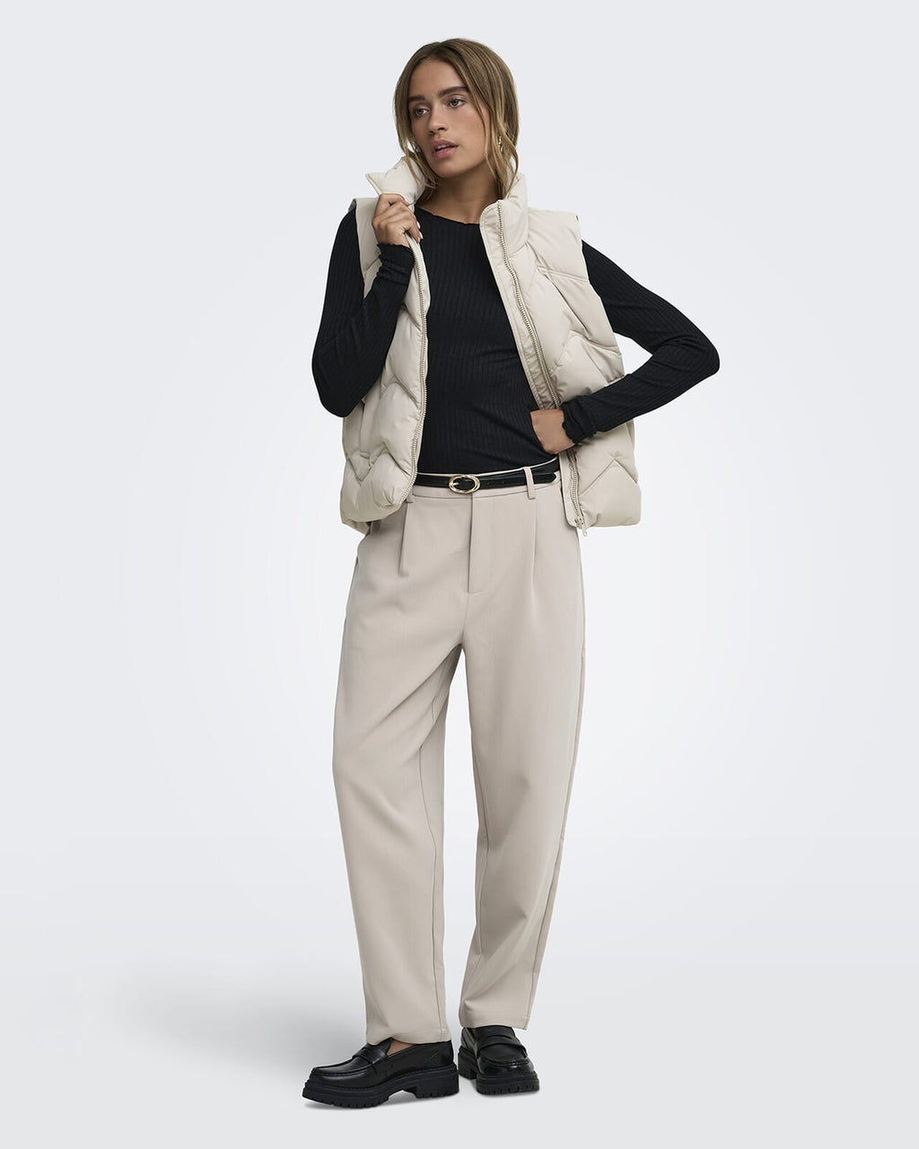 JDY Boblevest Power Short Waist - Silver Lining
