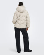 JDY Boblejakke Power Short Hood Puffer - Silver Lining