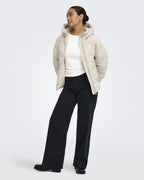 JDY Boblejakke Power Short Hood Puffer - Silver Lining