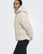 JDY Boblejakke Power Short Hood Puffer - Silver Lining