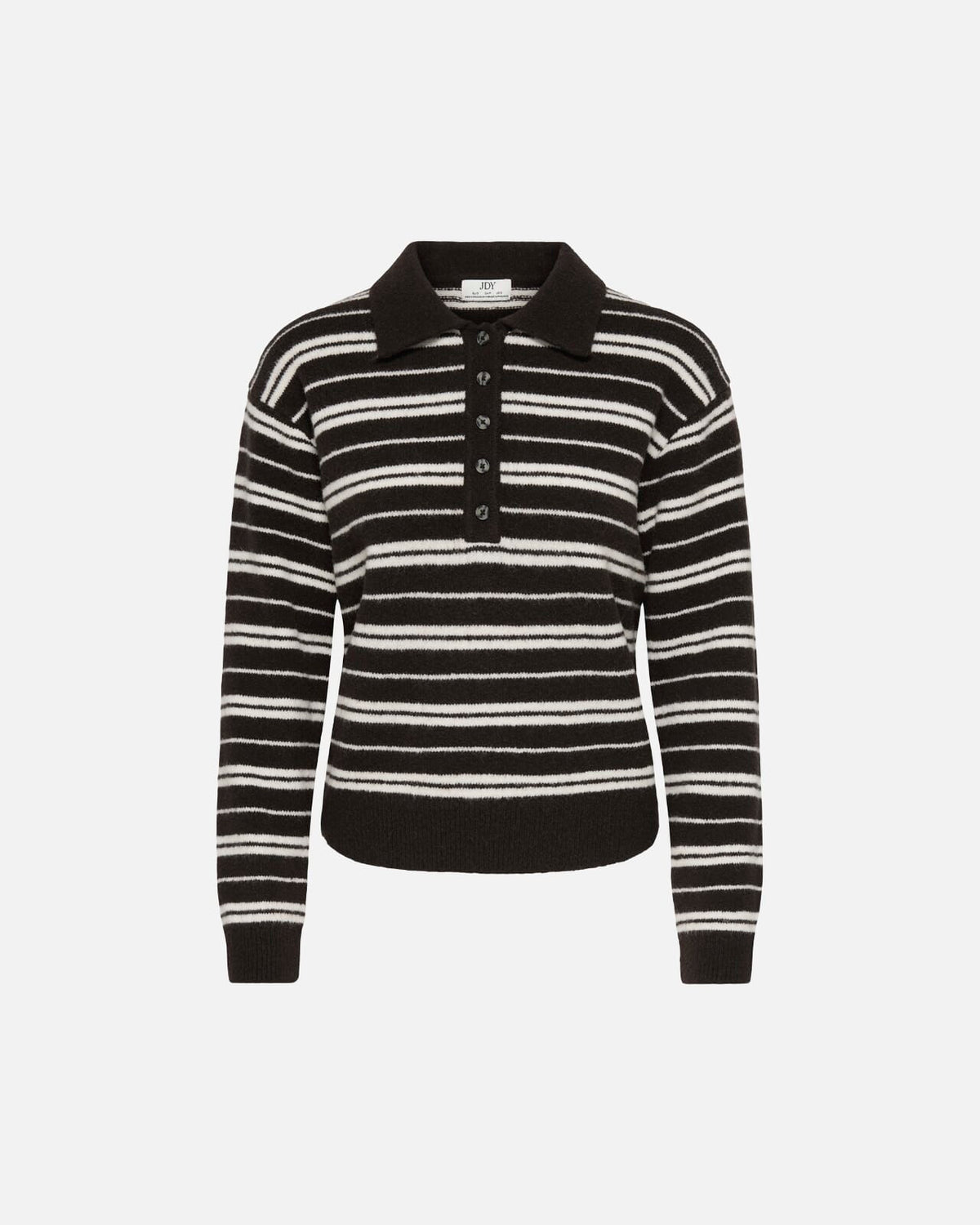 JDY Strikkegenser Chloe L/S Polo - Chocolate Brown/ Ivory