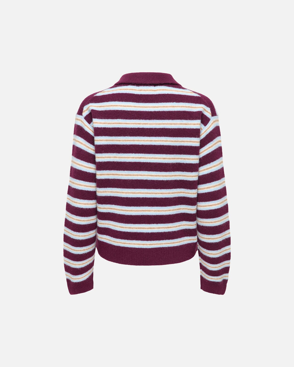 JDY Strikkegenser Chloe L/S Polo - Fig/ Cashnere Blue/ Ivory/ Camel