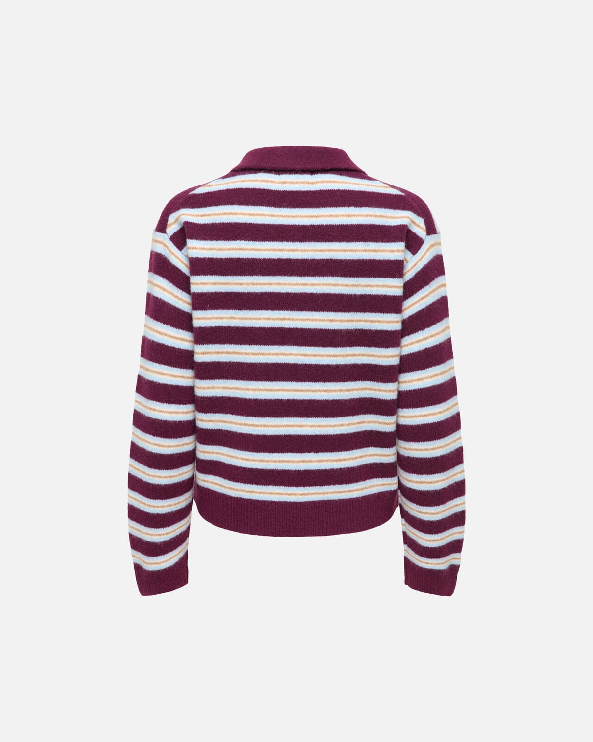 JDY Strikkegenser Chloe L/S Polo - Fig/ Cashnere Blue/ Ivory/ Camel