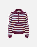 JDY Strikkegenser Chloe L/S Polo - Fig/ Cashnere Blue/ Ivory/ Camel