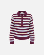 JDY Strikkegenser Chloe L/S Polo - Fig/ Cashnere Blue/ Ivory/ Camel