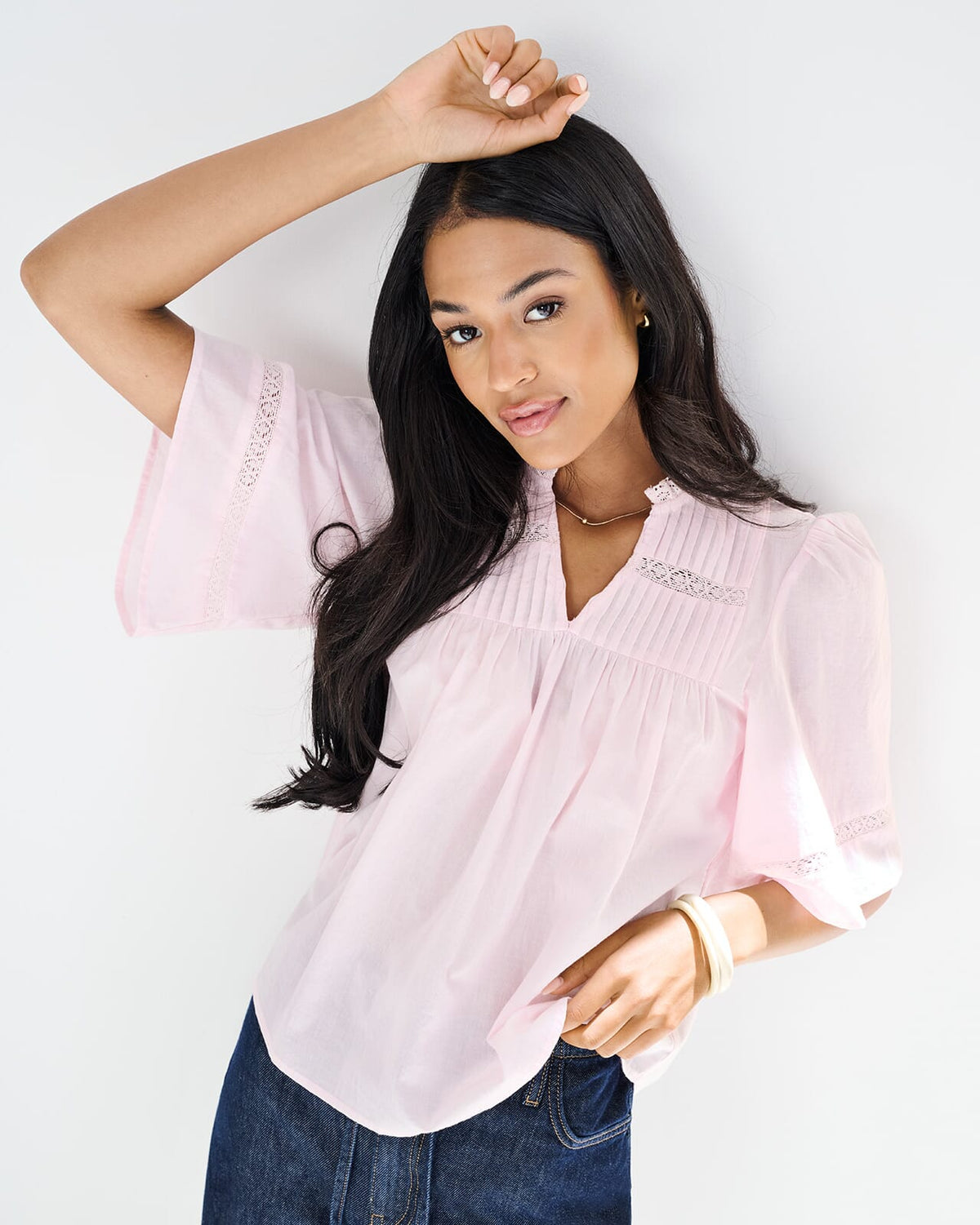 JDY Topp Julie 2/4 Lace Detail - Festival Bloom