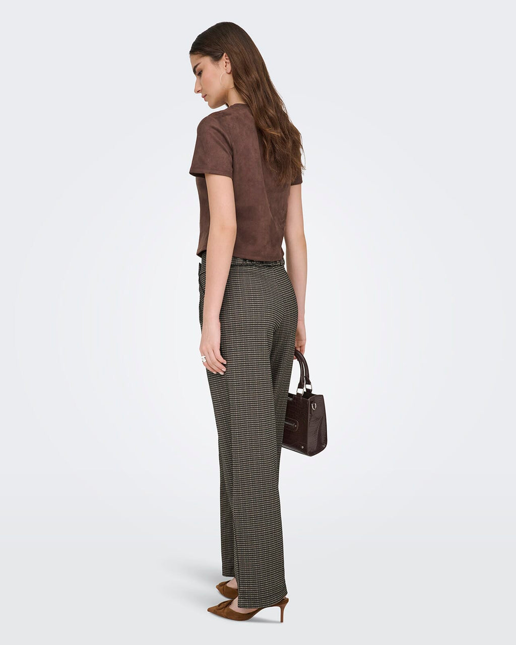 JDY Bukse Geggo Mia Long Check - Cobblestone/ Mini Check