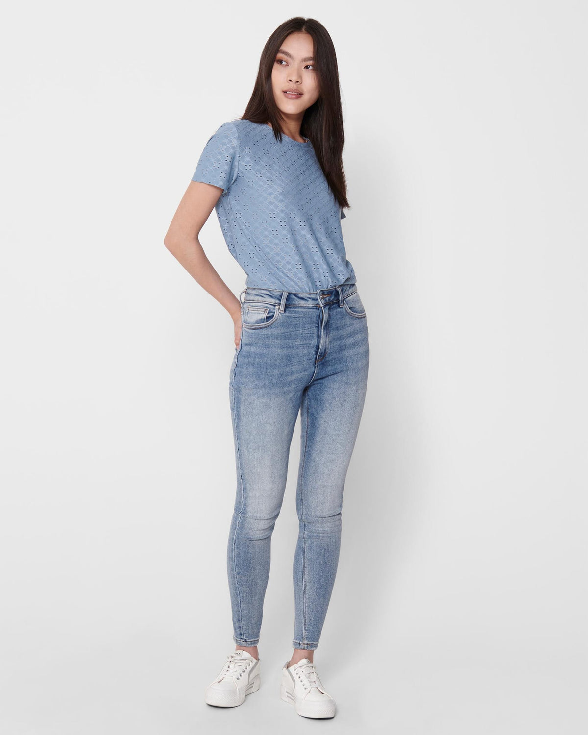 JDY Topp Cathinka S/S - Kentucky Blue