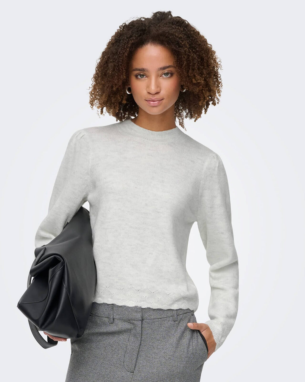JDY Strikkegenser Elanora - Cloud Dancer/ Melange