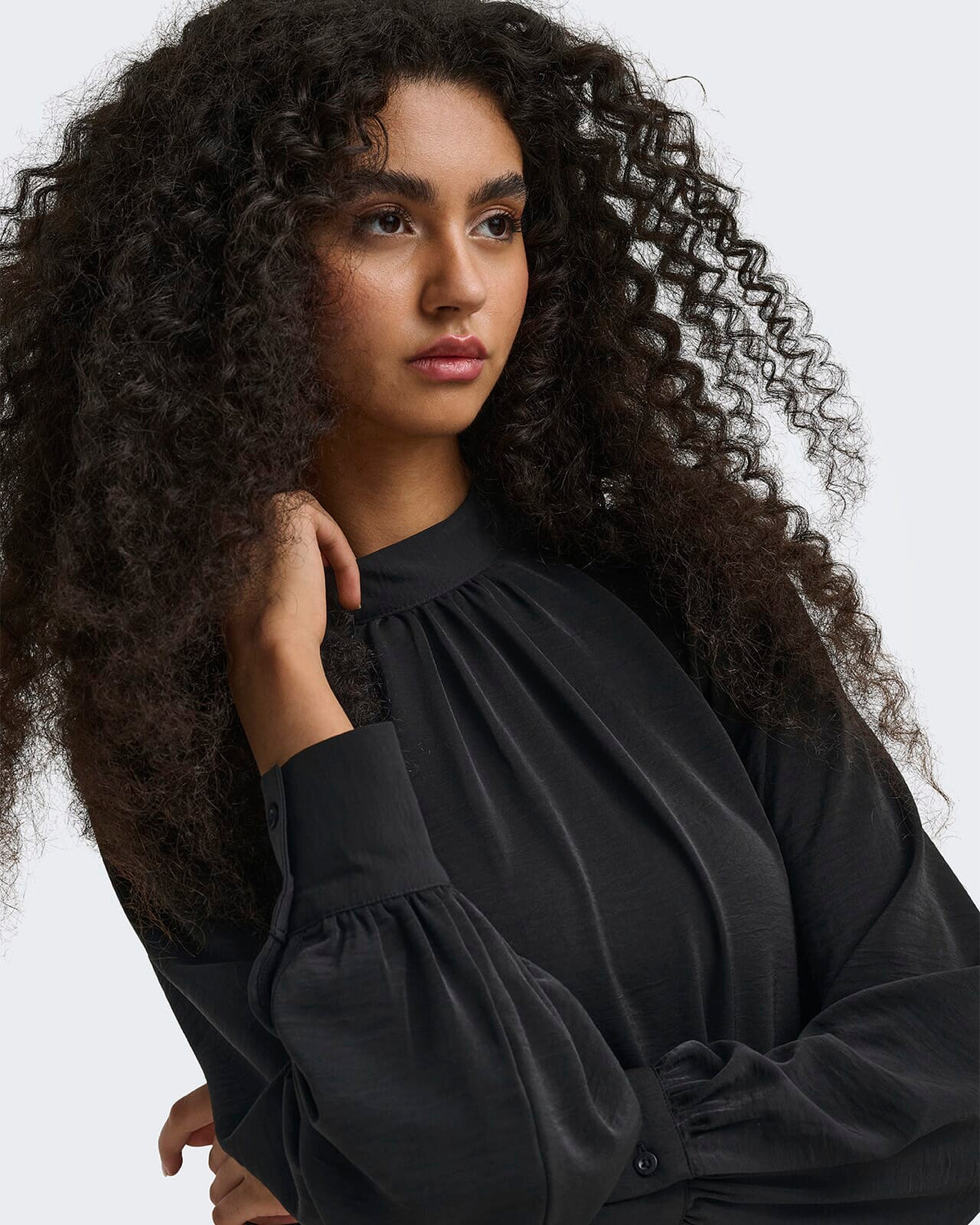 JDY Bluse Aya L/S HN - Black