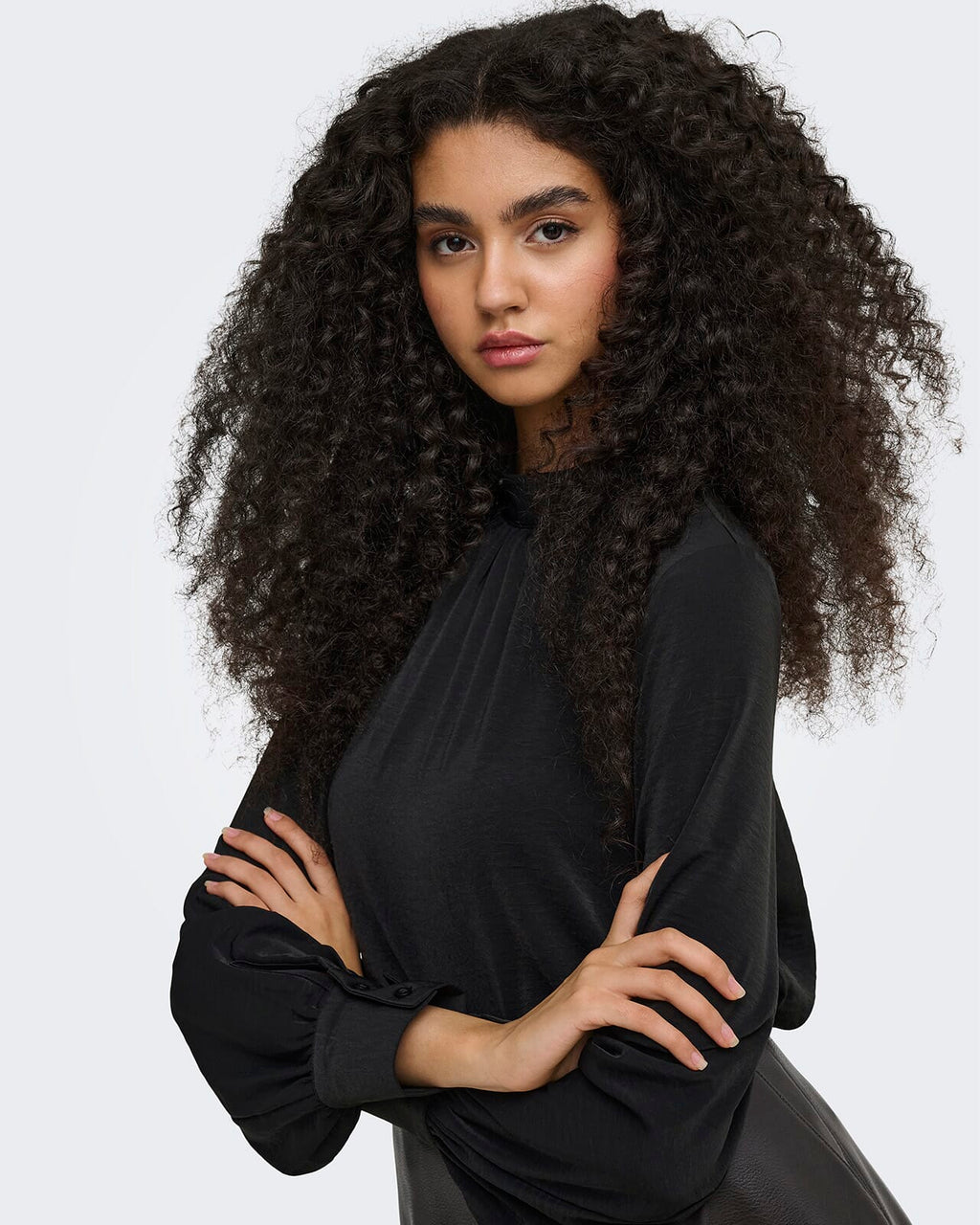JDY Bluse Aya L/S HN - Black