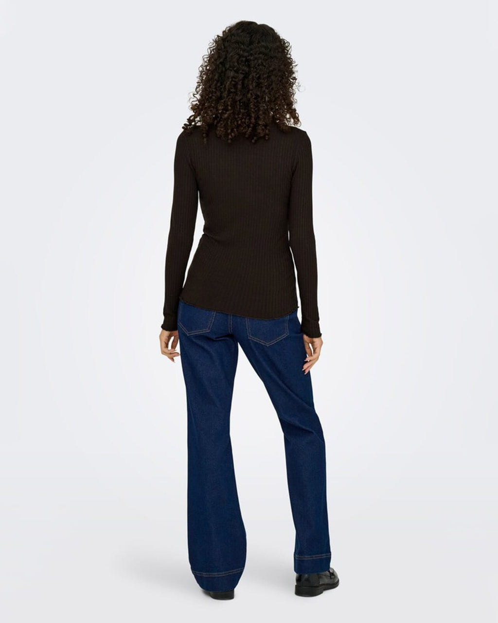 JDY Topp Fransiska Highneck Life L/S - Black Coffee