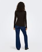 JDY Topp Fransiska Highneck Life L/S - Black Coffee