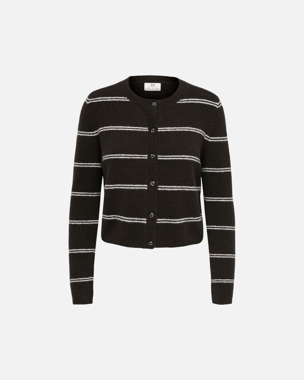 JDY Cardigan Chloe L/S Short - Chocolate Torte Melange W./ New Stripe BIRCH