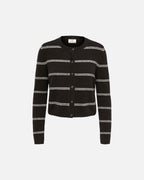 JDY Cardigan Chloe L/S Short - Chocolate Torte Melange W./ New Stripe BIRCH