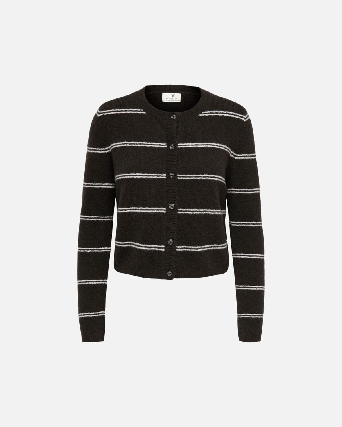 JDY Cardigan Chloe L/S Short - Chocolate Torte Melange W./ New Stripe BIRCH