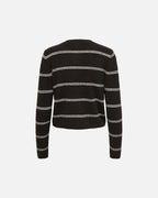 JDY Cardigan Chloe L/S Short - Chocolate Torte Melange W./ New Stripe BIRCH