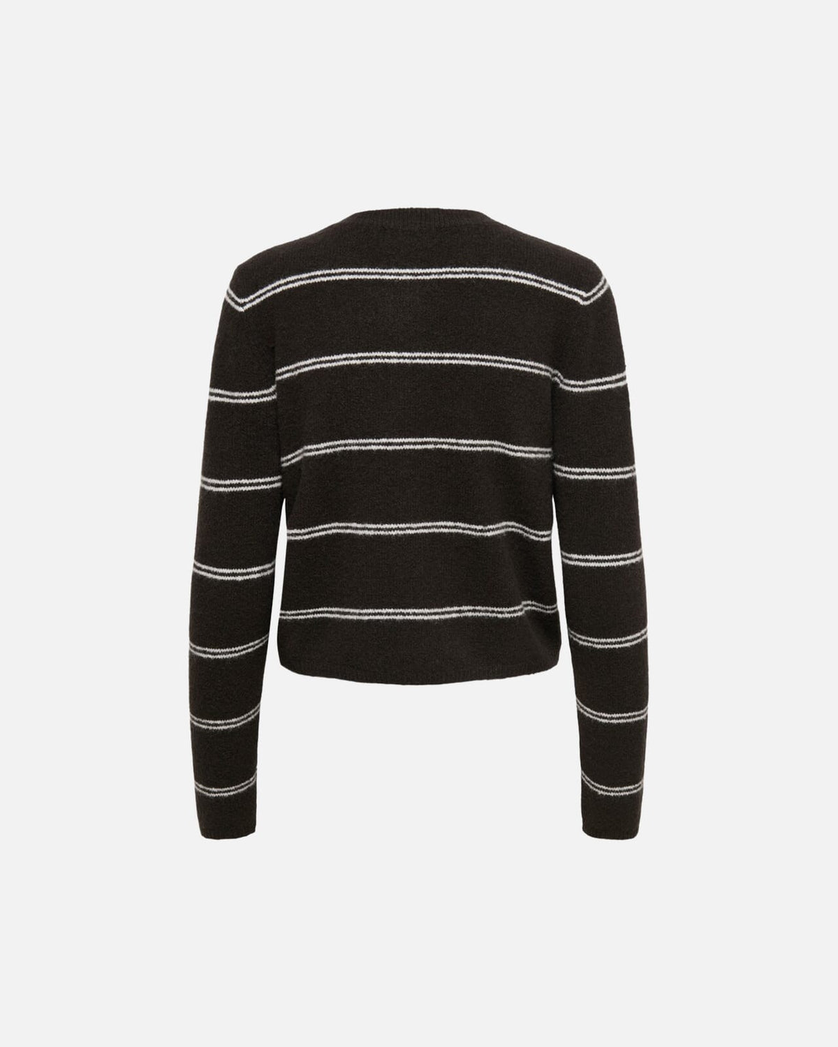 JDY Cardigan Chloe L/S Short - Chocolate Torte Melange W./ New Stripe BIRCH