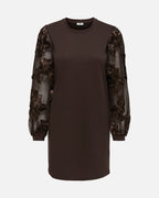 JDY Genserkjole Fairview Life L/S Sweat Dress - Coffee Bean/ Casa Lace Sleeve