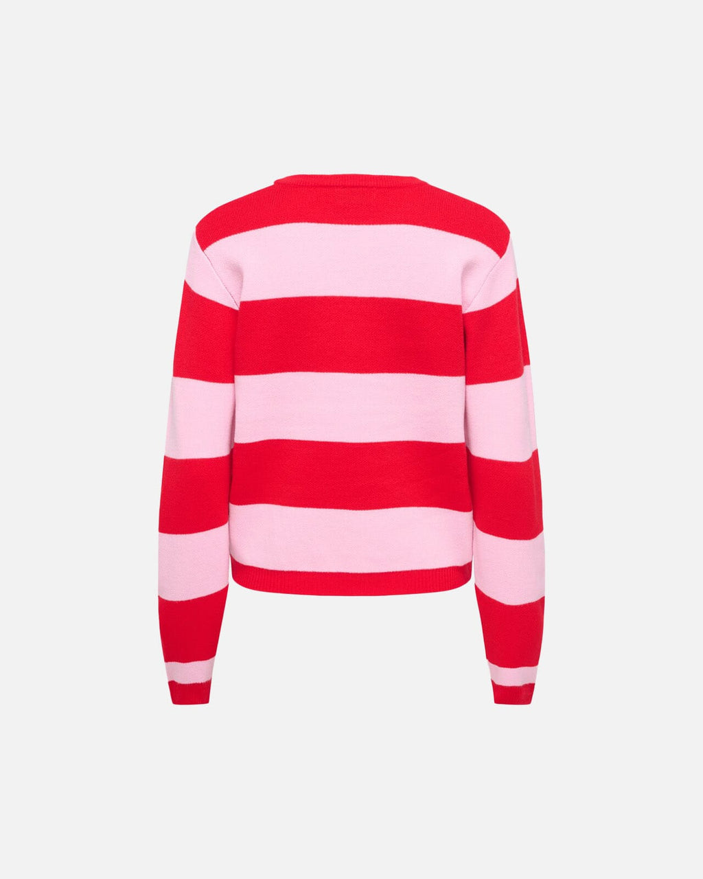 JDY Genser Mary L/S O-neck X-mas Pullover Knt - High Risk Red/  W. Pink Stripes / Ho Ho Ho Gold