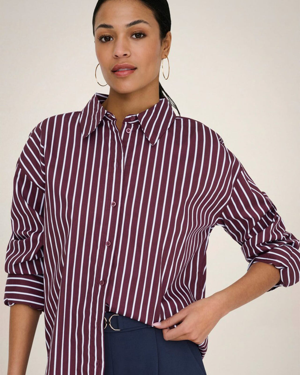 Skjorte Serena L/S Shirt - Port Royale/ Cashmere Blue & Cloud Dancer