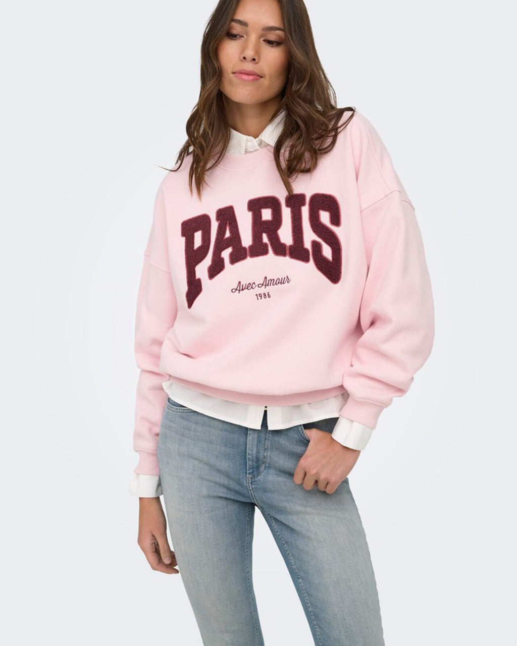 Collegegenser Mesa - L/S O-neck Sweat - Chalk Pink/ Windsor Wine/ Earth Red